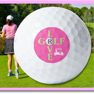 Balle de golf Monogramme Amour Golf Rose Chaud