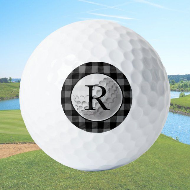 Balle de golf personnalisée grise à carreaux de bi (Créateur téléchargé)