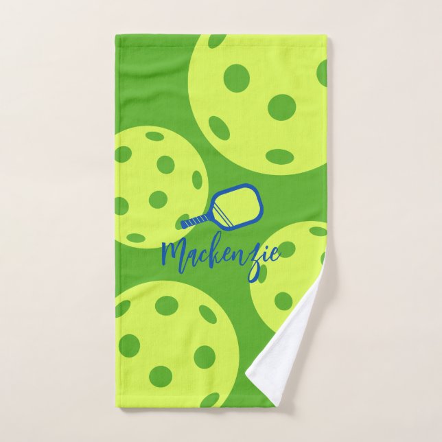 Balle de Pickleball Bleu & Vert Sueur personnalisé (Serviette à main)