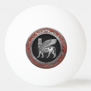 Balle De Ping Pong [310] Taureau ailé assyrien - Lamassu argenté