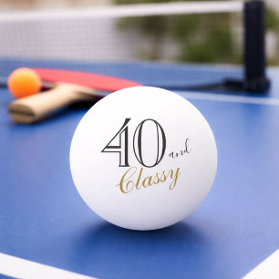 Balle De Ping Pong 40 et élégant script élégant 40e anniversaire