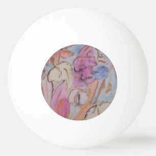 Balle De Ping Pong Abstrait Pastel Floral
