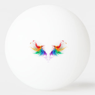 Balle De Ping Pong Ailes fluffy arc-en-ciel