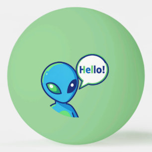 Balle De Ping Pong Alien bleu mignon disant bonjour