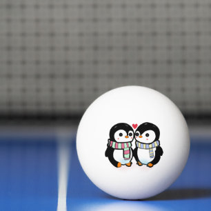 Balle De Ping Pong Amour de manchot personnalisé d'hiver