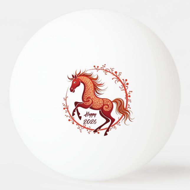 Balle De Ping Pong Année du cheval 2026 (Devant)