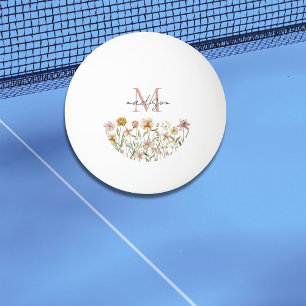 Balle De Ping Pong Aquarelle monogramme Fleur sauvage Floral de prair