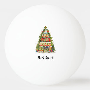 Balle De Ping Pong Arbre de Noël avec Snowman sur le dessus