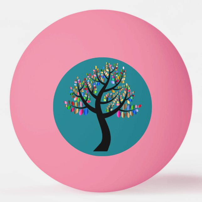 Balle De Ping Pong Arbres sur le rose (Devant)