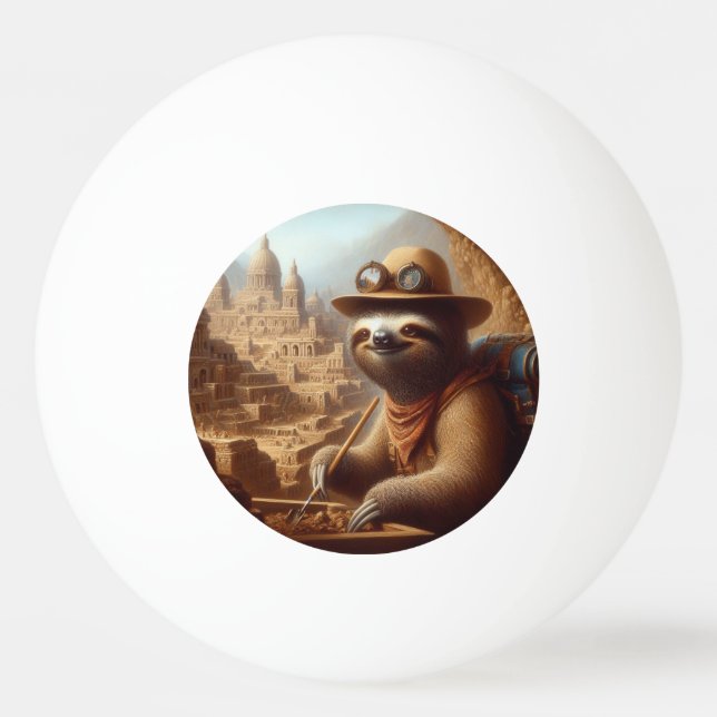Balle De Ping Pong Archéologue Sloth (Devant)