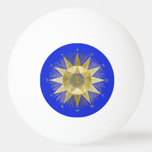 Balle De Ping Pong Art d'astrologie de la gerbe de soleil dorée mysti