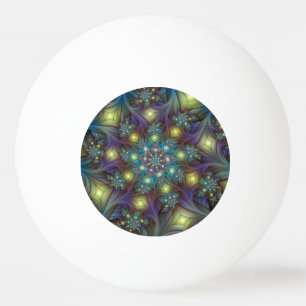 Balle De Ping Pong Art fractal abstrait illuminé sarcelle violet