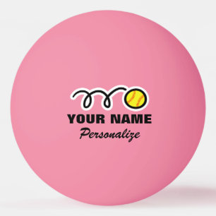 Balle de ping pong avec logo de softball rose pour