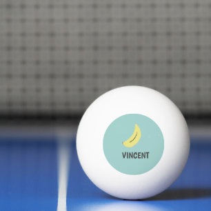 Balle De Ping Pong Banane jaune dessin bleu personnalisé