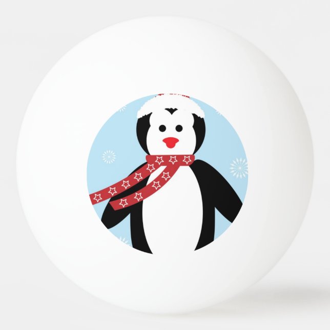 Balle De Ping Pong Bande dessinée mignonne de pingouin de Noël (Devant)