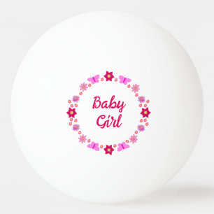 Balle De Ping Pong Bébé rose Papillons et fleurs personnalisés