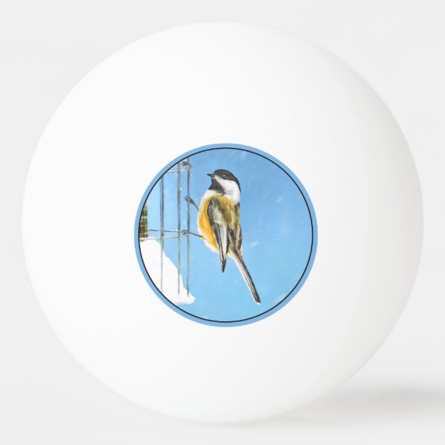 Balle De Ping Pong Bickadee sur la peinture d'alimentation - Oiseaux  (Devant)