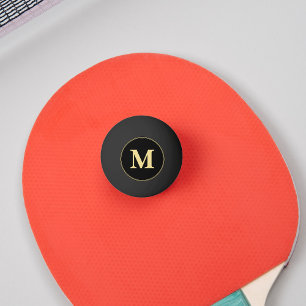 Balle De Ping Pong Bière de tennis de table Monogramme en or noir per