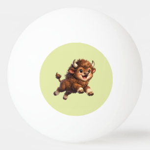 Balle De Ping Pong Bison Adorable Jouant avec Joie