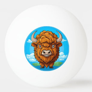 Balle De Ping Pong Bison de dessin animé mignon