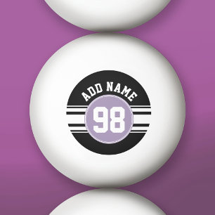 Balle De Ping Pong Black & Lavender Sports Jersey Nom personnalisé Nu