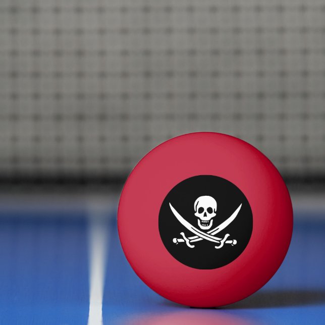Balle De Ping Pong Blanc, Drapeau Pirate Calico Jack, Crâne & Cutlass (Filet)