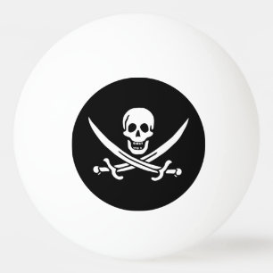 Balle De Ping Pong Blanc, Drapeau Pirate Calico Jack, Crâne & Cutlass