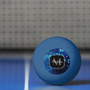 Balle De Ping Pong Bleu étincelles Abstraites bulles congelées Monogr