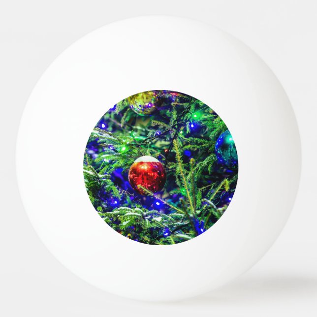 Balle De Ping Pong Boule rouge arbre de Noël vert (Devant)