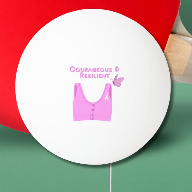 Balle De Ping Pong Bra de cancer du sein courageux et résilient (Celebrate strength and resilience while having fun, showing support for breast cancer awareness.)