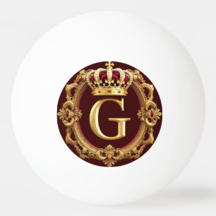 Balle De Ping Pong Cadre doré luxueux avec monogramme couronné