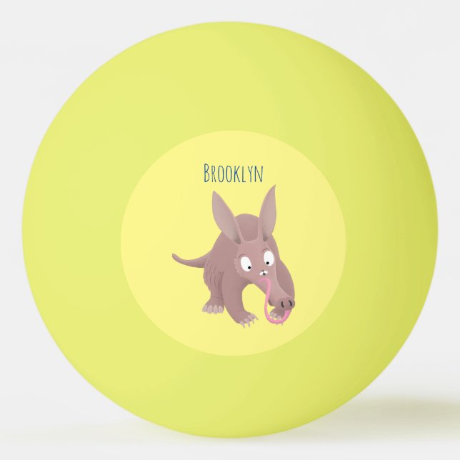 Balle De Ping Pong Caricature amusante de Aardvark (Devant)