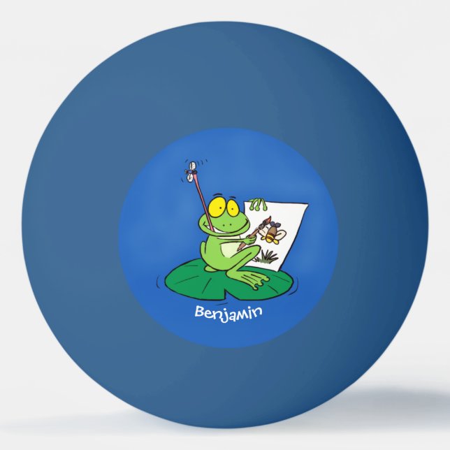 Balle De Ping Pong Caricature amusante de grenouille verte (Devant)