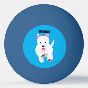 Balle De Ping Pong Caricature blanche de terrier de l'ouest
