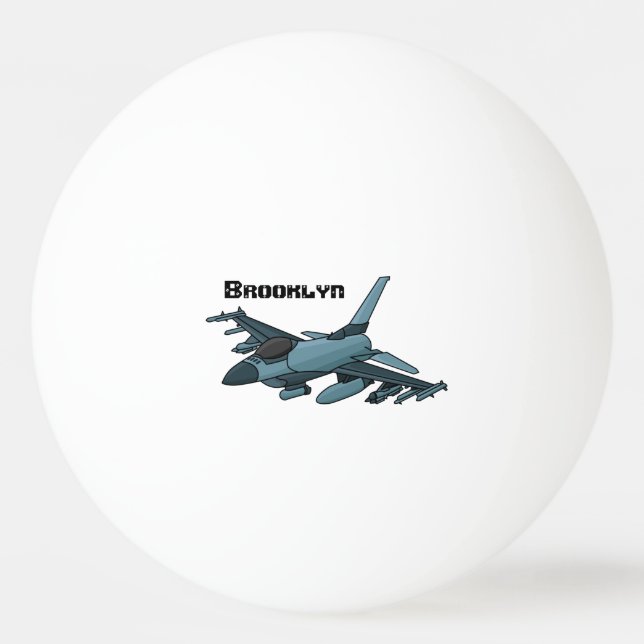 Balle De Ping Pong Caricature d'avion de chasse militaire (Devant)