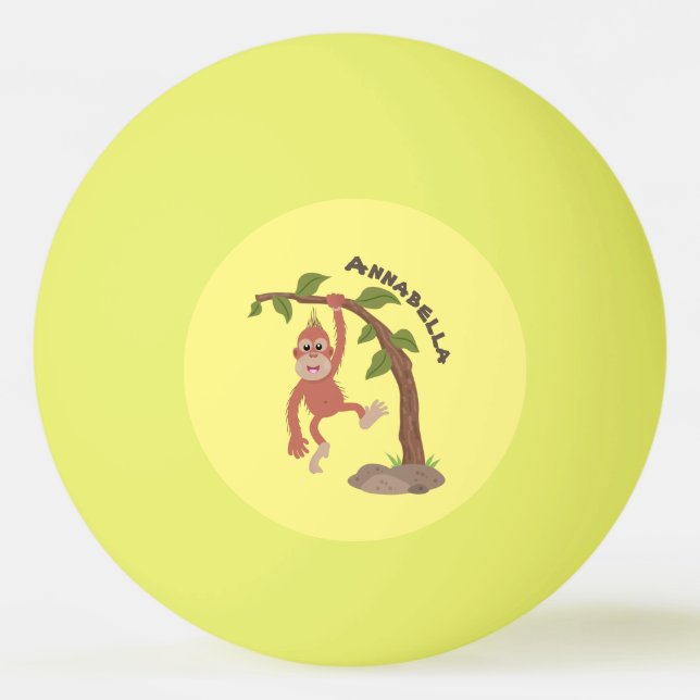 Balle De Ping Pong Caricature de bébé orangoutan joyeux (Devant)