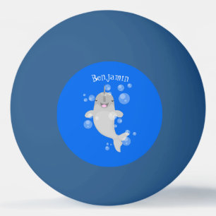 Balle De Ping Pong Caricature de bulles de narval joyeux