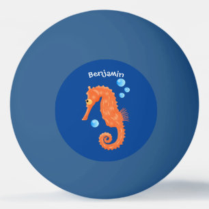 Balle De Ping Pong Caricature de bulles d'hippocampe orange