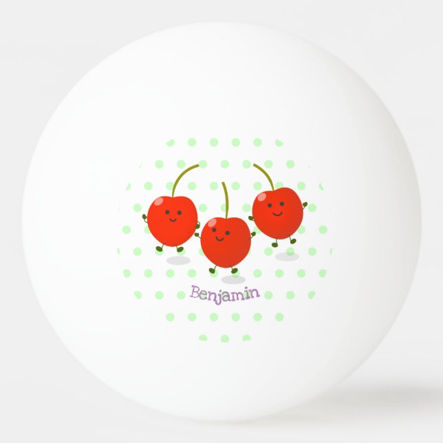 Balle De Ping Pong Caricature de cerises rouges à sauter mûr (Devant)