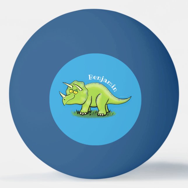 Balle De Ping Pong Caricature de dinosaure de triceratops vert mignon (Devant)