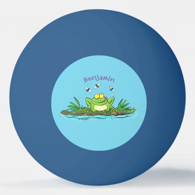 Balle De Ping Pong Caricature de grenouille vert mignon (Devant)