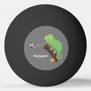 Balle De Ping Pong Caricature de lézard de caméléon vert joyeux