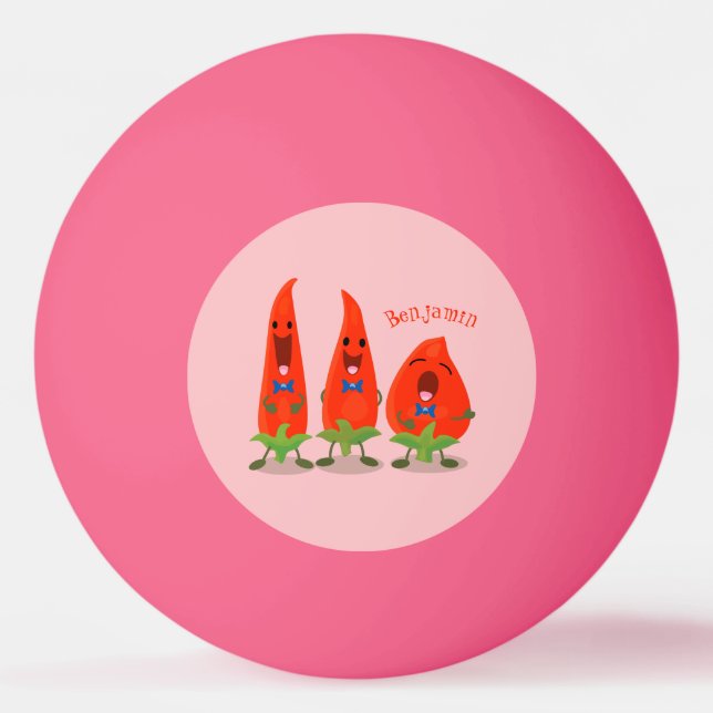 Balle De Ping Pong Caricature de piments chantants mignons (Devant)