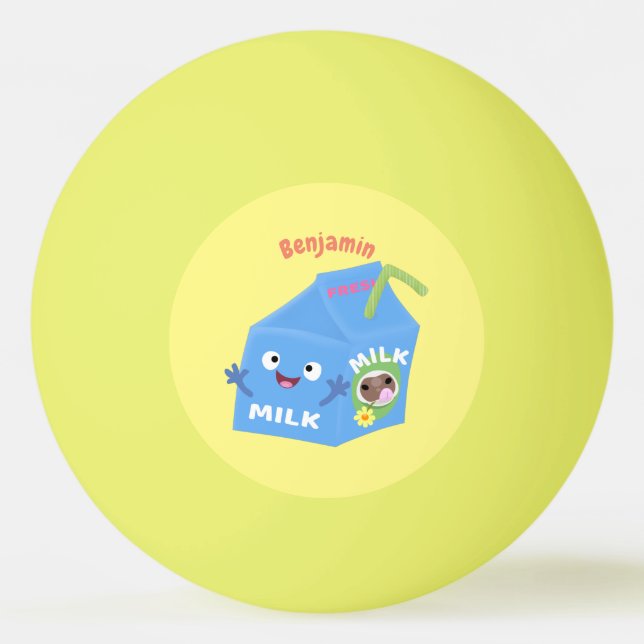 Balle De Ping Pong Caricature en carton de lait joyeux (Devant)