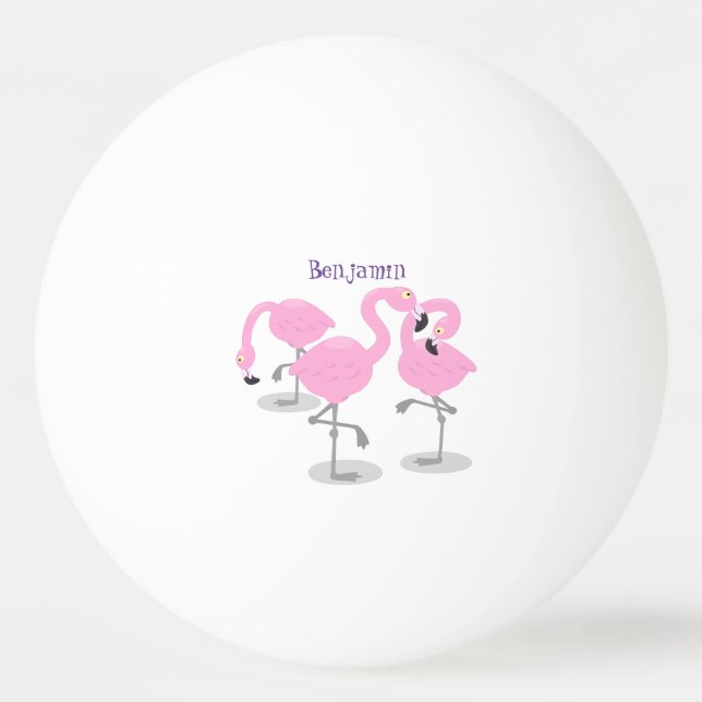 Balle De Ping Pong Caricature en trio flamand rose mou (Devant)