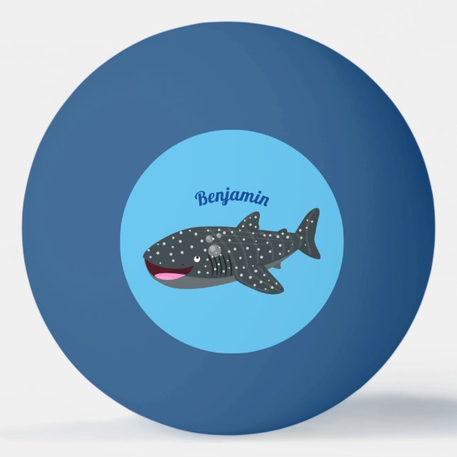 Balle De Ping Pong Caricature joli requin baleine joyeux (Devant)