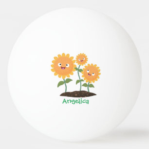 Balle De Ping Pong Caricature joli tournesol souriant illustration