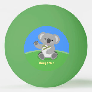 Balle De Ping Pong Caricature joyeux koala agitant