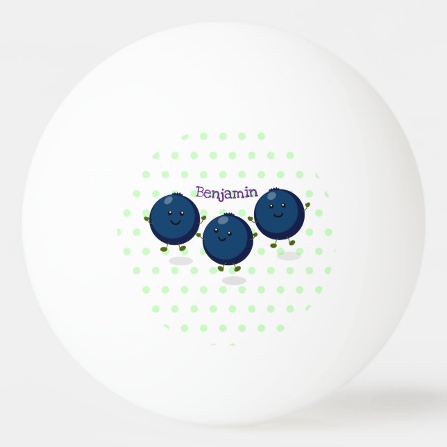 Balle De Ping Pong Caricature mignonne de bleuets violets (Devant)