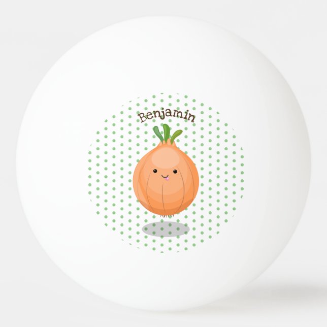 Balle De Ping Pong Caricature vert oignon brun joli (Devant)